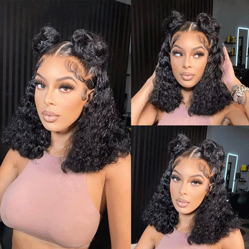 Ali Annabelle Short Kinky Curly Bob Lace Front Wigs Pre-Plucked Blunt Cut Bob Wig